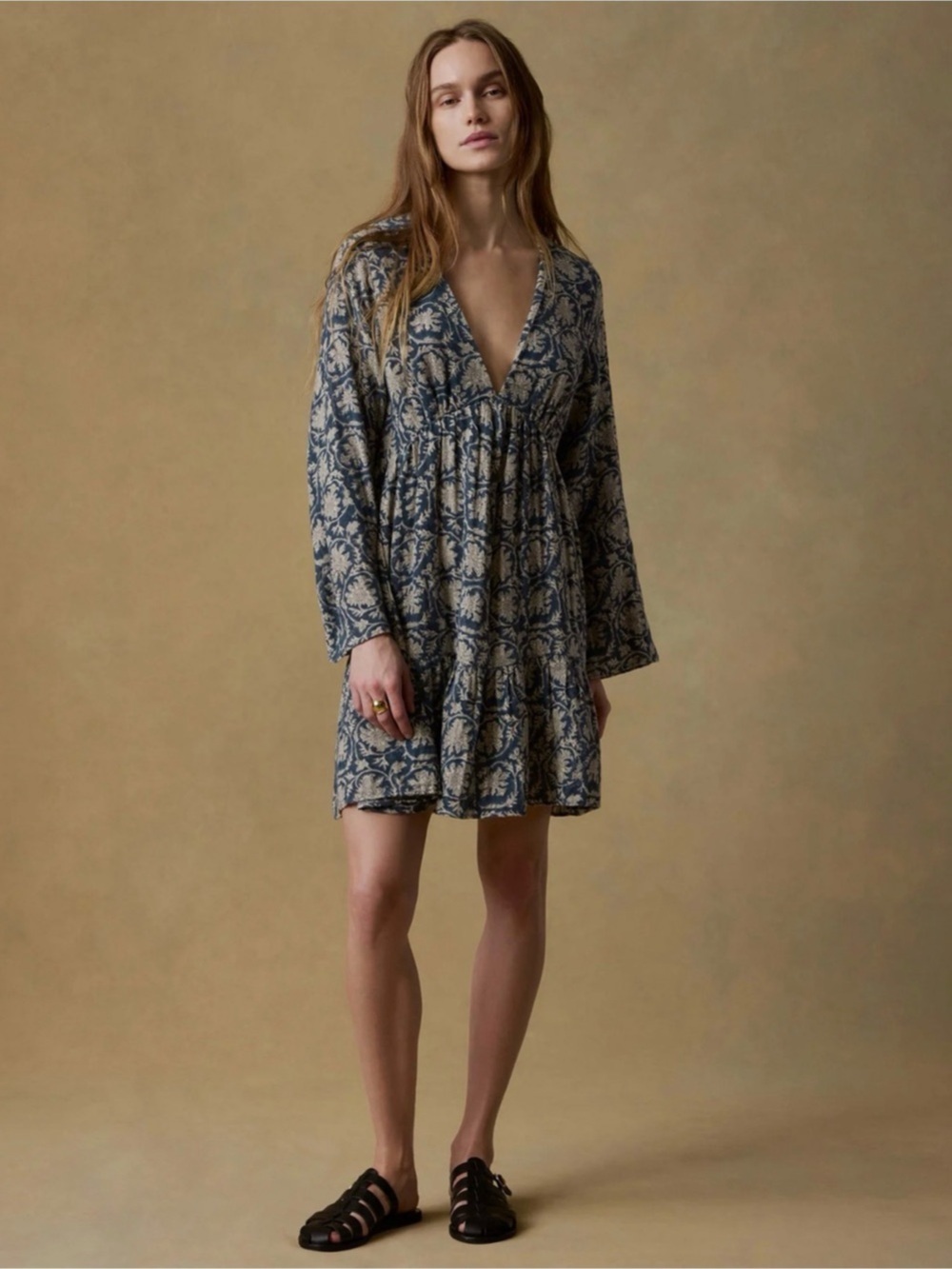 Faherty Dune Cotton Gauze Oceana Dress - Tranquil Tides Print- XXS NWT